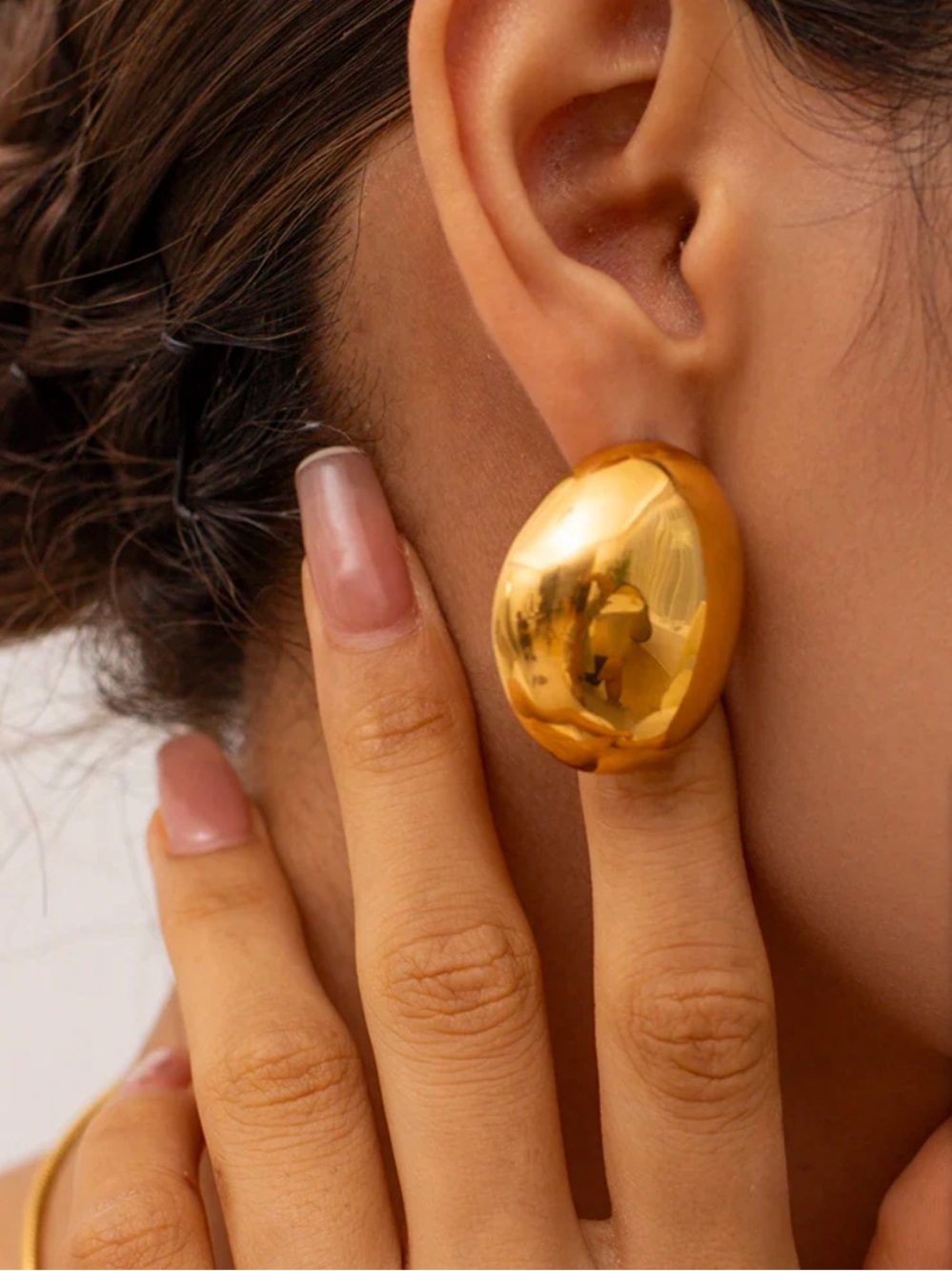 Pair of Shiny Gold Dome Earrings